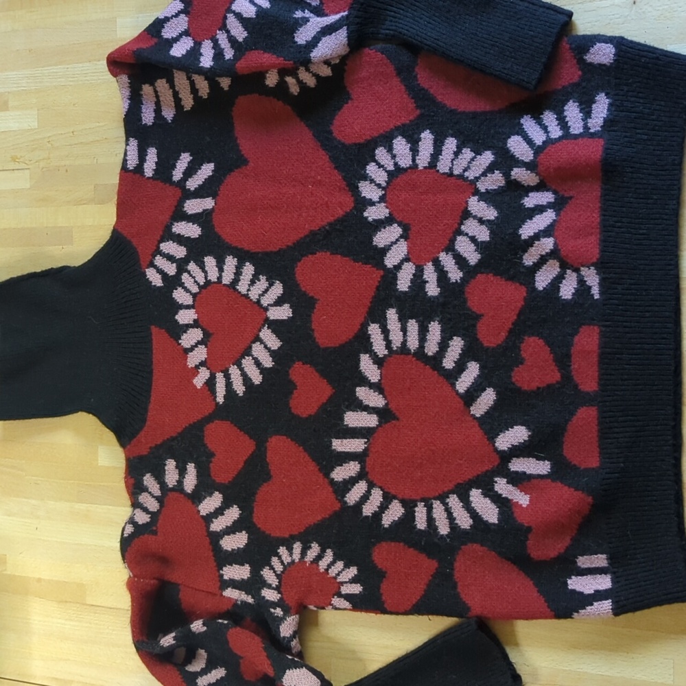 FARM Rio Black and Red Heart Sweater